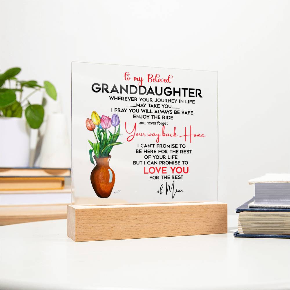 To My Beloved Granddaughter | I Pray You Will Always Be Safe to My Beloved | Acrylic Square Plaque