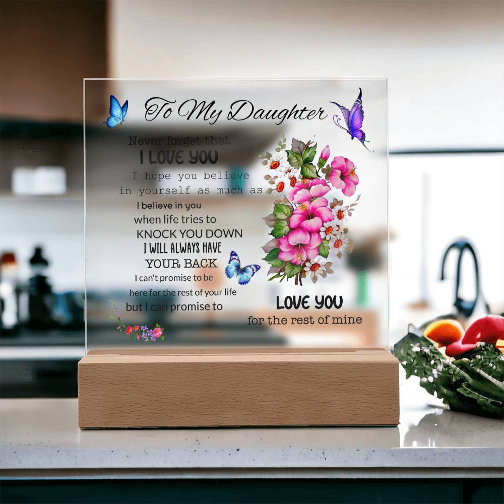 To My Daughter | I Love You | Square Acrylic Plaque