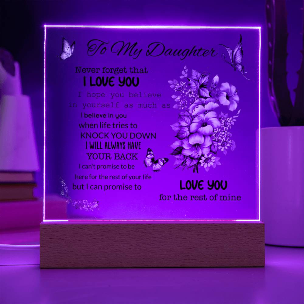 To My Daughter | I Love You | Square Acrylic Plaque
