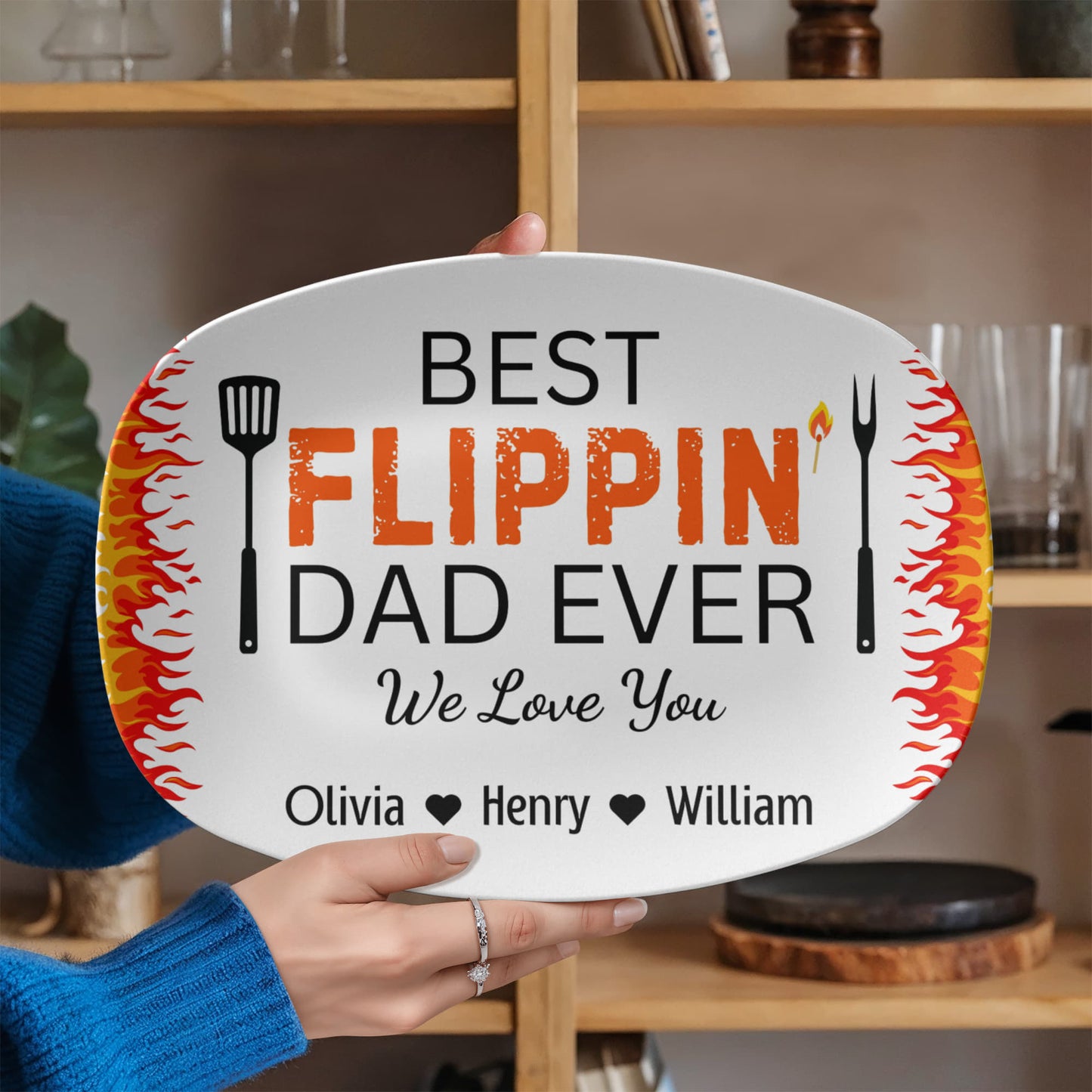 Best Flippin' Dad Personalized BBQ Platter