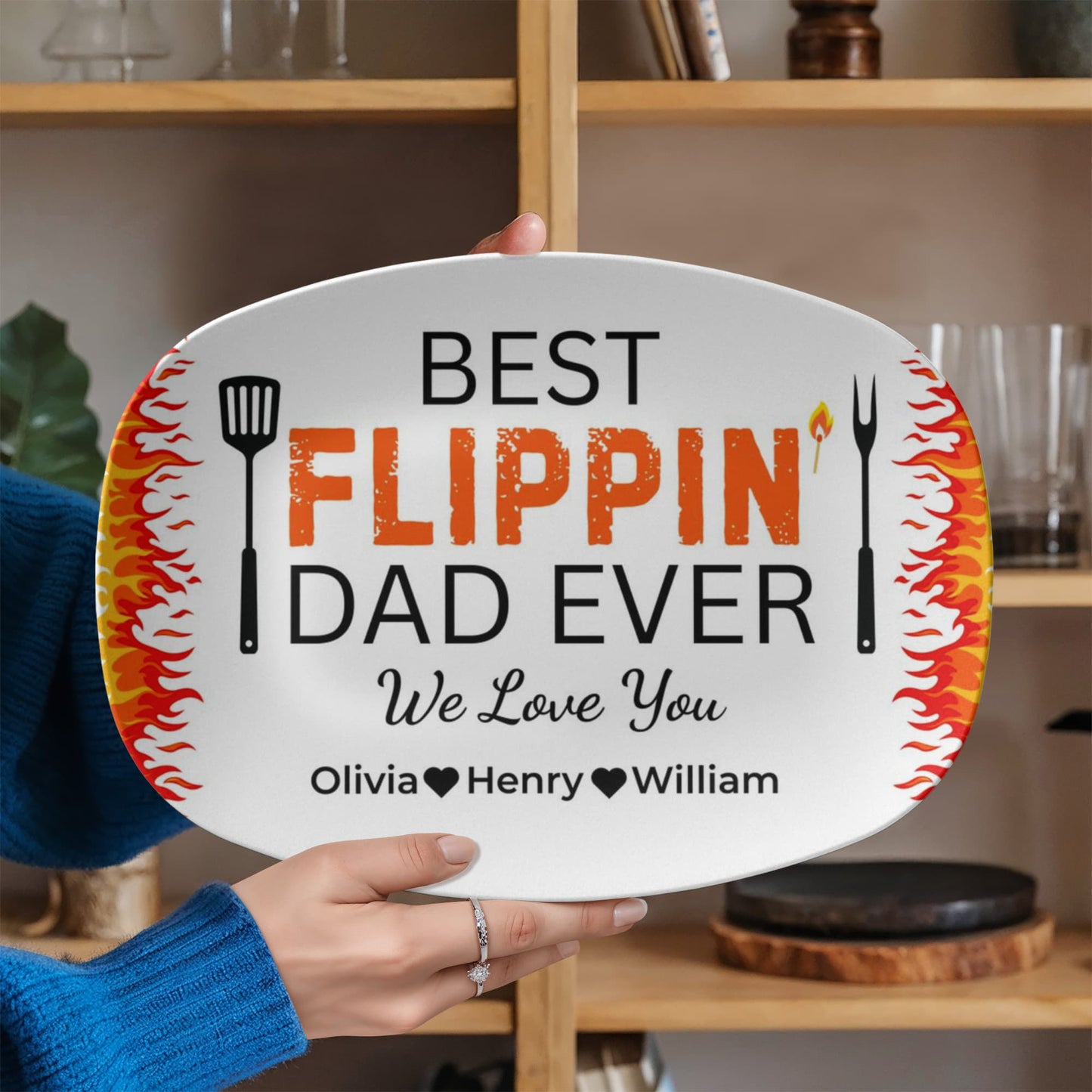 Best Flippin’ Dad Ever - Personalized Custom Platter - Father's Day, Gift For Dad
