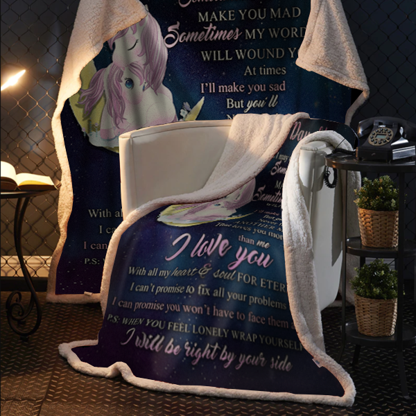 To My Daughter - I Love You Premium Mink Sherpa Blanket