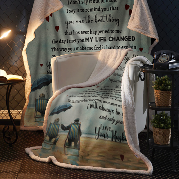 To My Wife - My Life Changed Premium Mink Sherpa Blanket