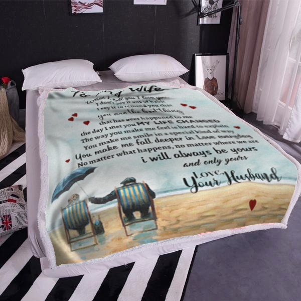 To My Wife - My Life Changed Premium Mink Sherpa Blanket