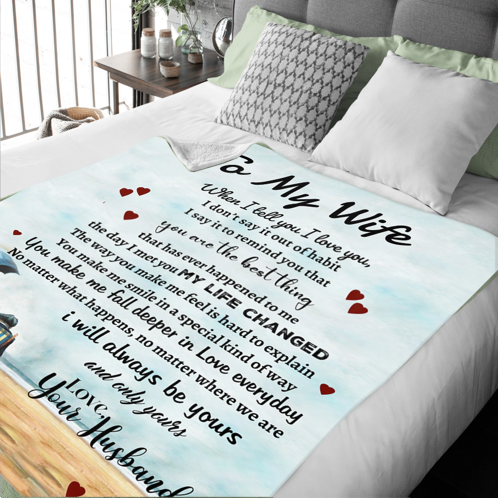 To My Wife - My Life Changed Premium Mink Sherpa Blanket