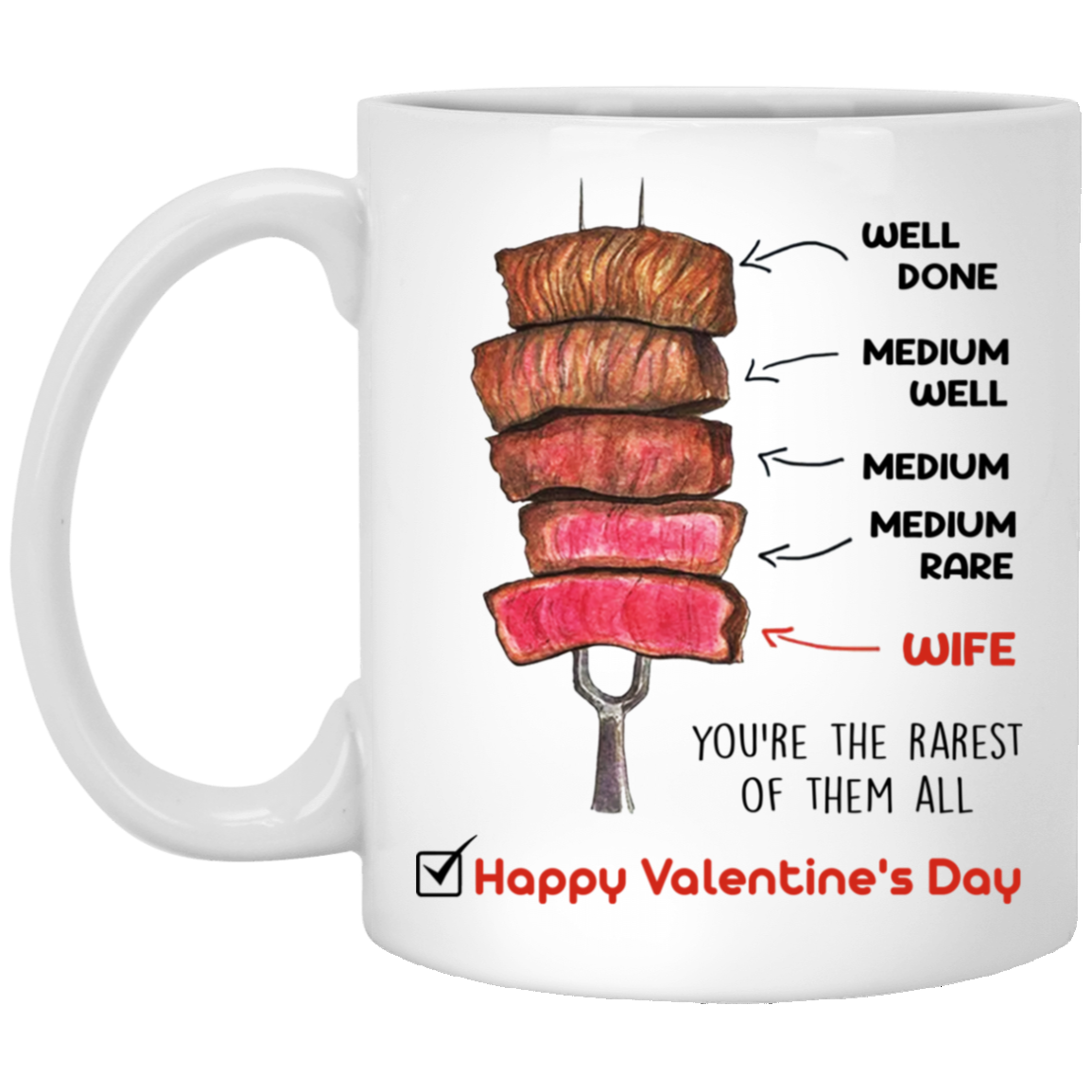 Wife You're The Rarest Of Them All - Happy Valentine's Day Mug