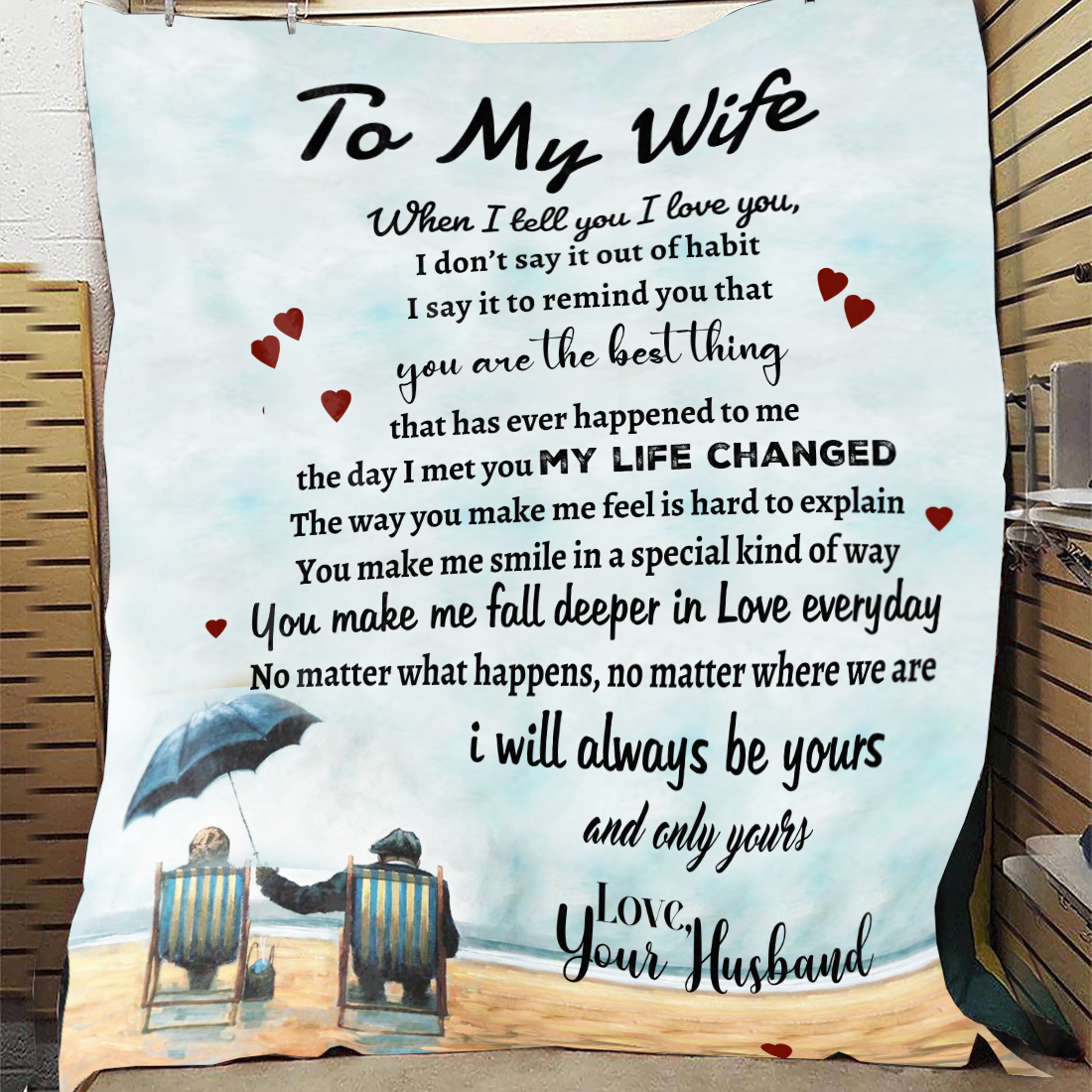 To My Wife - My Life Changed Premium Mink Sherpa Blanket