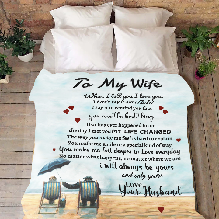 To My Wife - My Life Changed Premium Mink Sherpa Blanket
