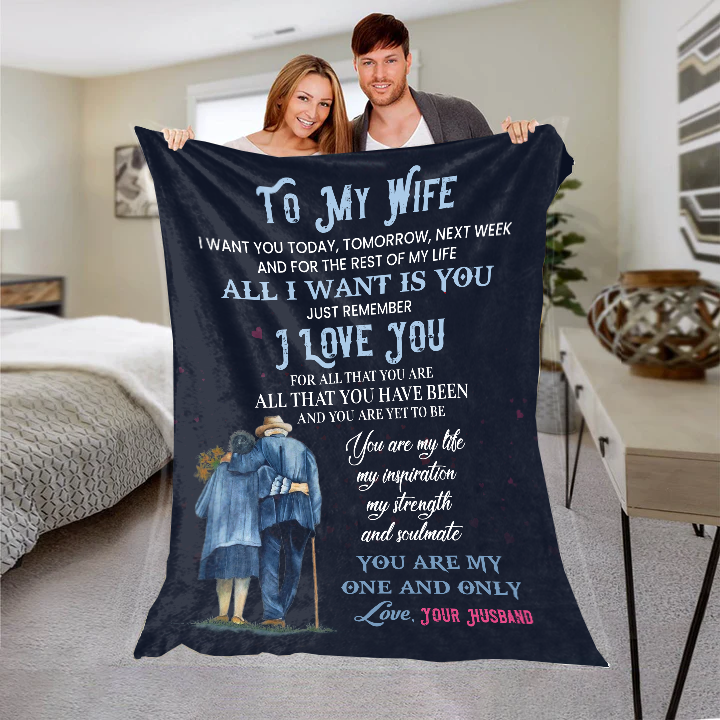 To My Wife - I Want You Today Premium Mink Sherpa Blanket