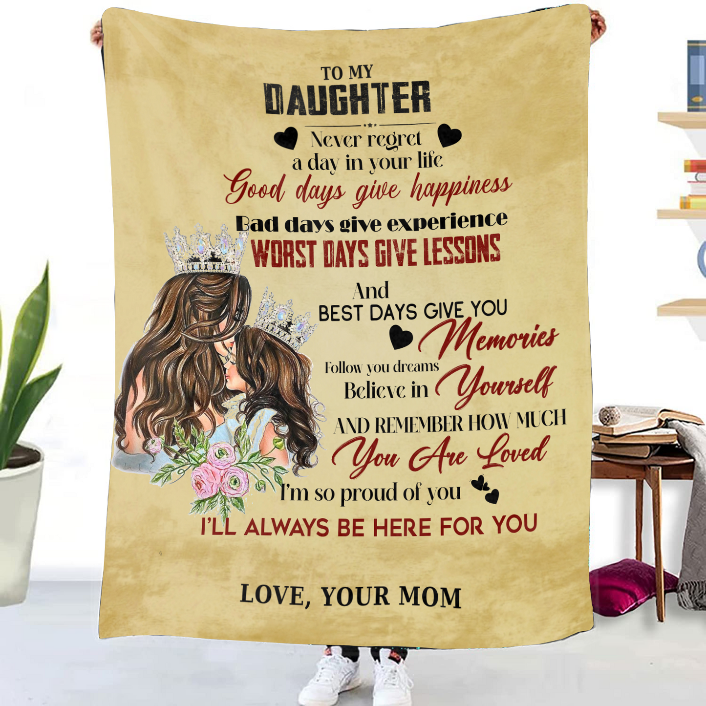 To My Daughter - Never Regret Premium Mink Sherpa Blanket 50x60