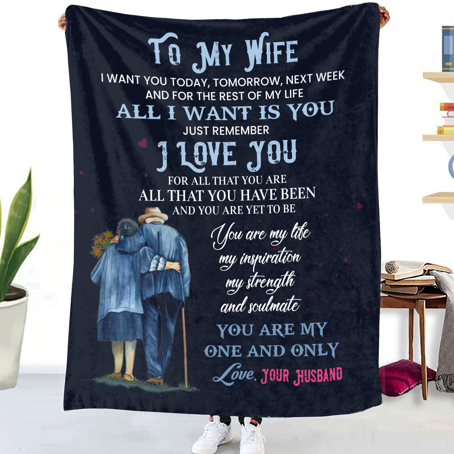To My Wife - I Want You Today Premium Mink Sherpa Blanket