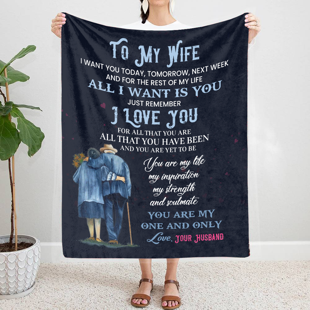 To My Wife - I Want You Today Premium Mink Sherpa Blanket