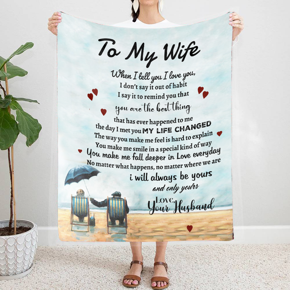 To My Wife - My Life Changed Premium Mink Sherpa Blanket
