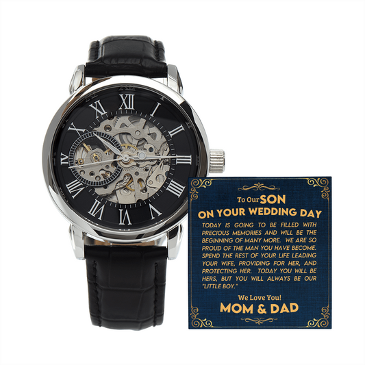 To Our Son On Your Wedding Day | Openwork Watch Plus Message Card