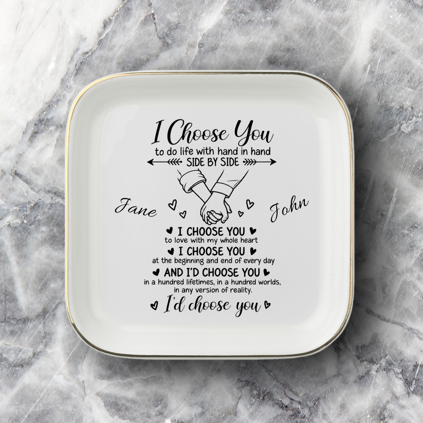 Personalized I Choose You Couple Jewelry Dish