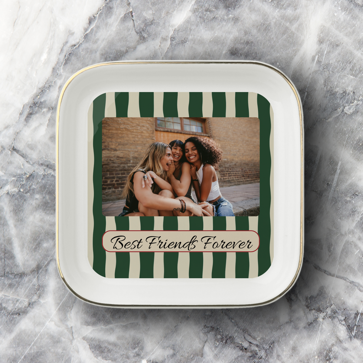 Personalized Best Friends Forever Photo Jewelry Dish