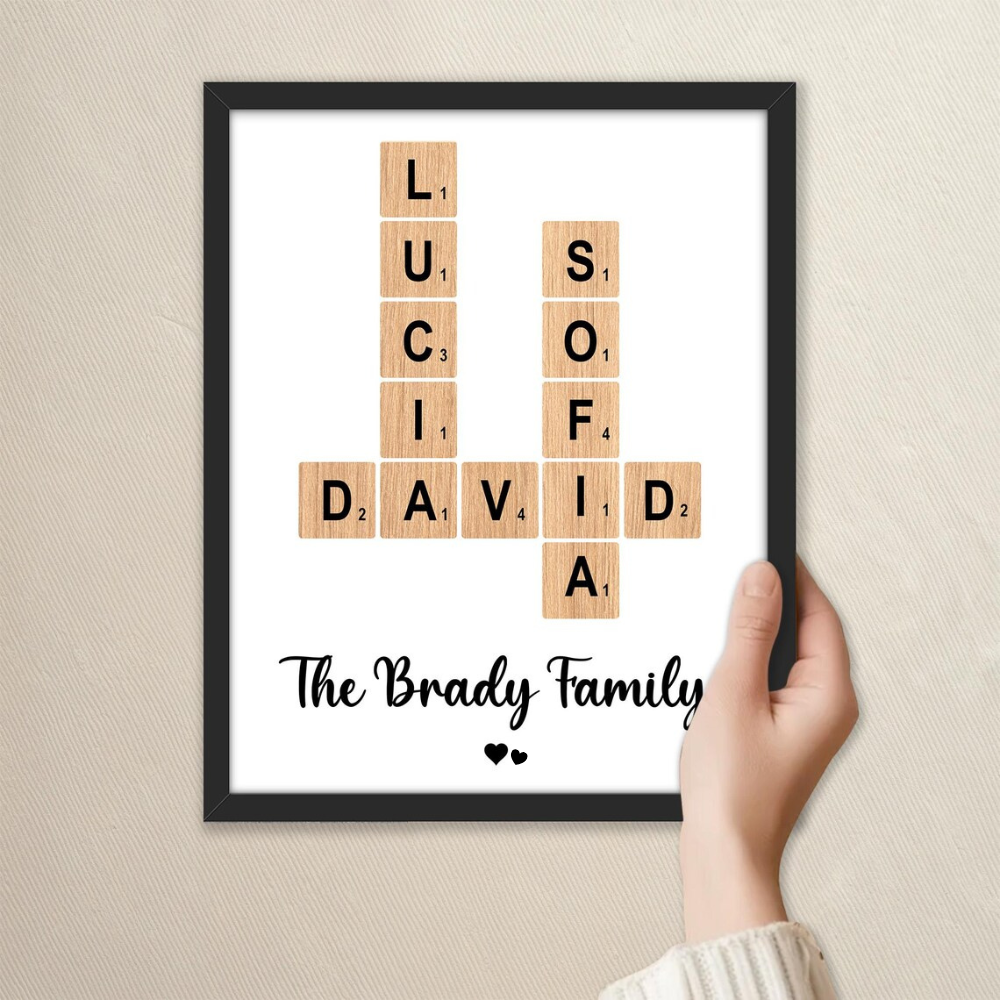 Family Crossword Art - Treasured Forever Personalized Portrait