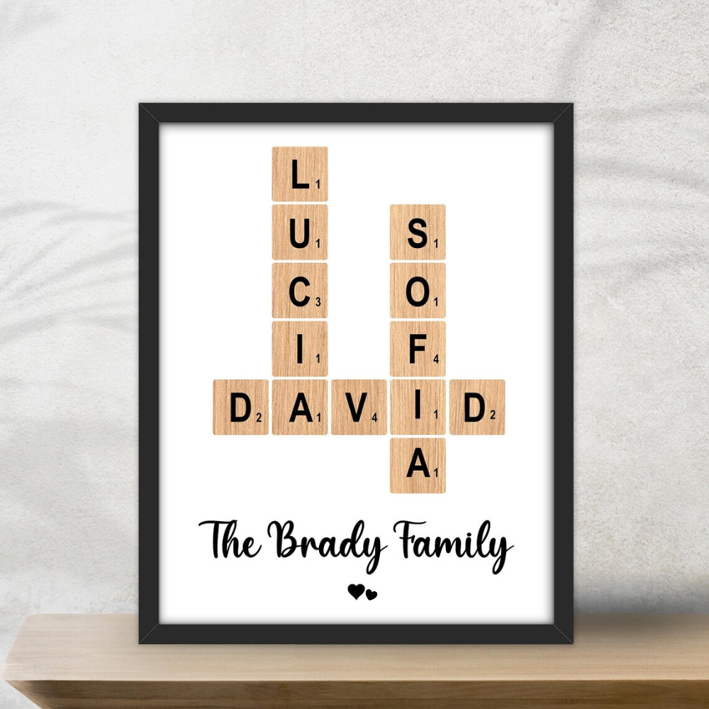 Family Crossword Art - Treasured Forever Personalized Portrait