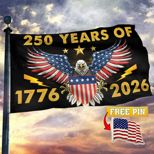 Patriotic 250th Anniversary U.S. Flag with FREE American Pin