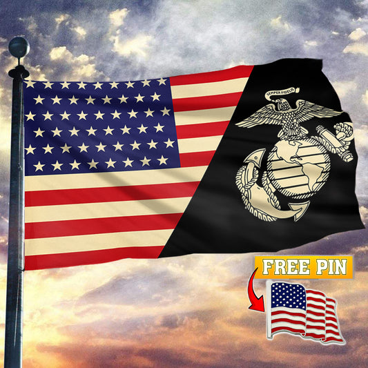 Marine Corp Flag with FREE American Pin