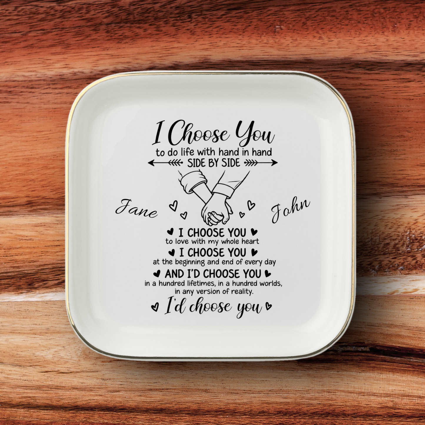Personalized I Choose You Couple Jewelry Dish