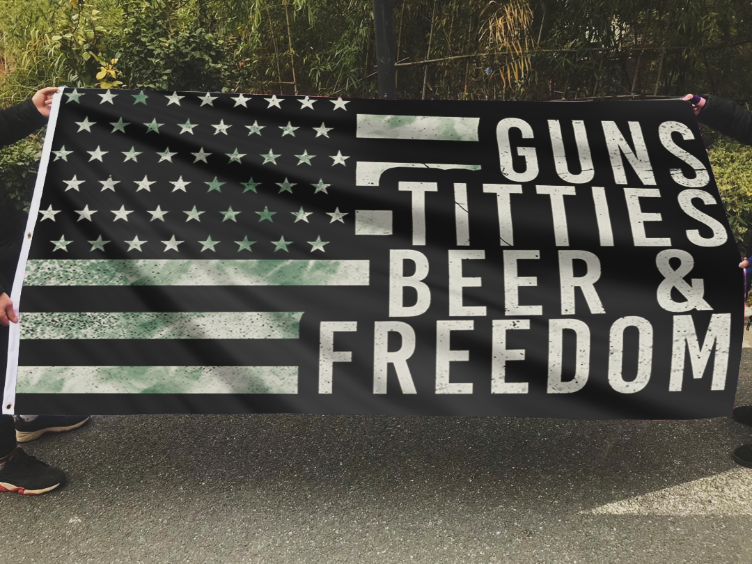 Guns Titties Beer & Freedom USA Flag