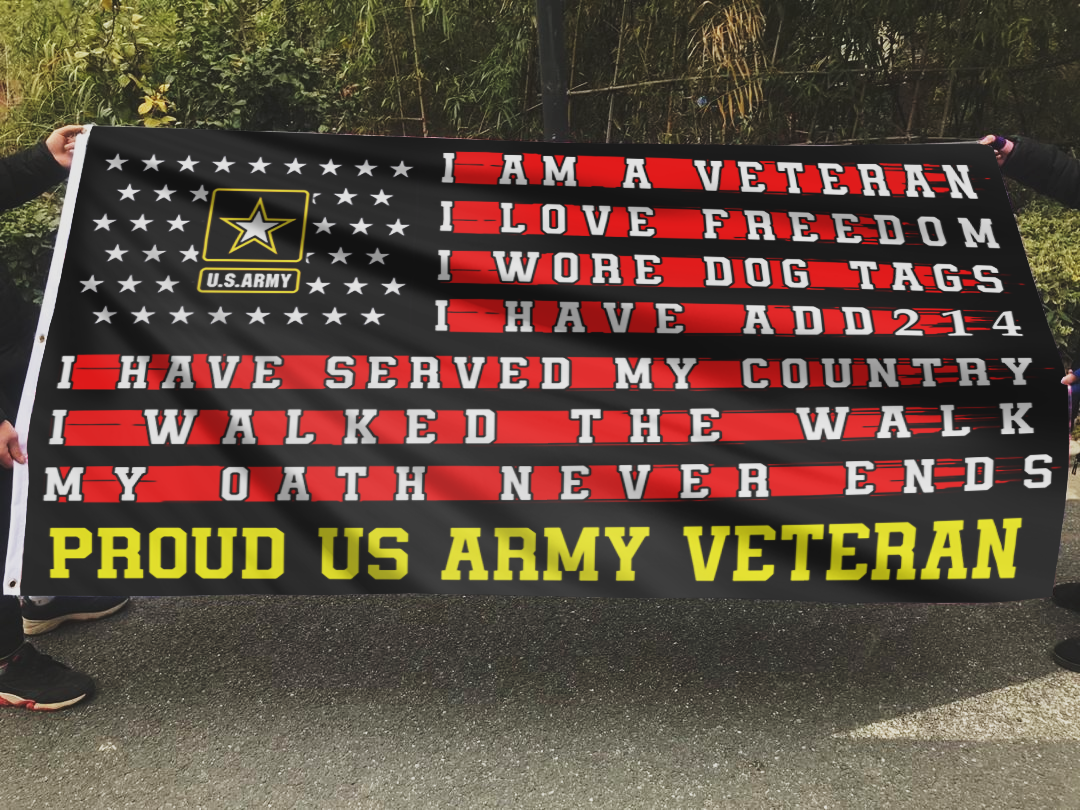 Proud US Army Veteran Lives Here Black Flag