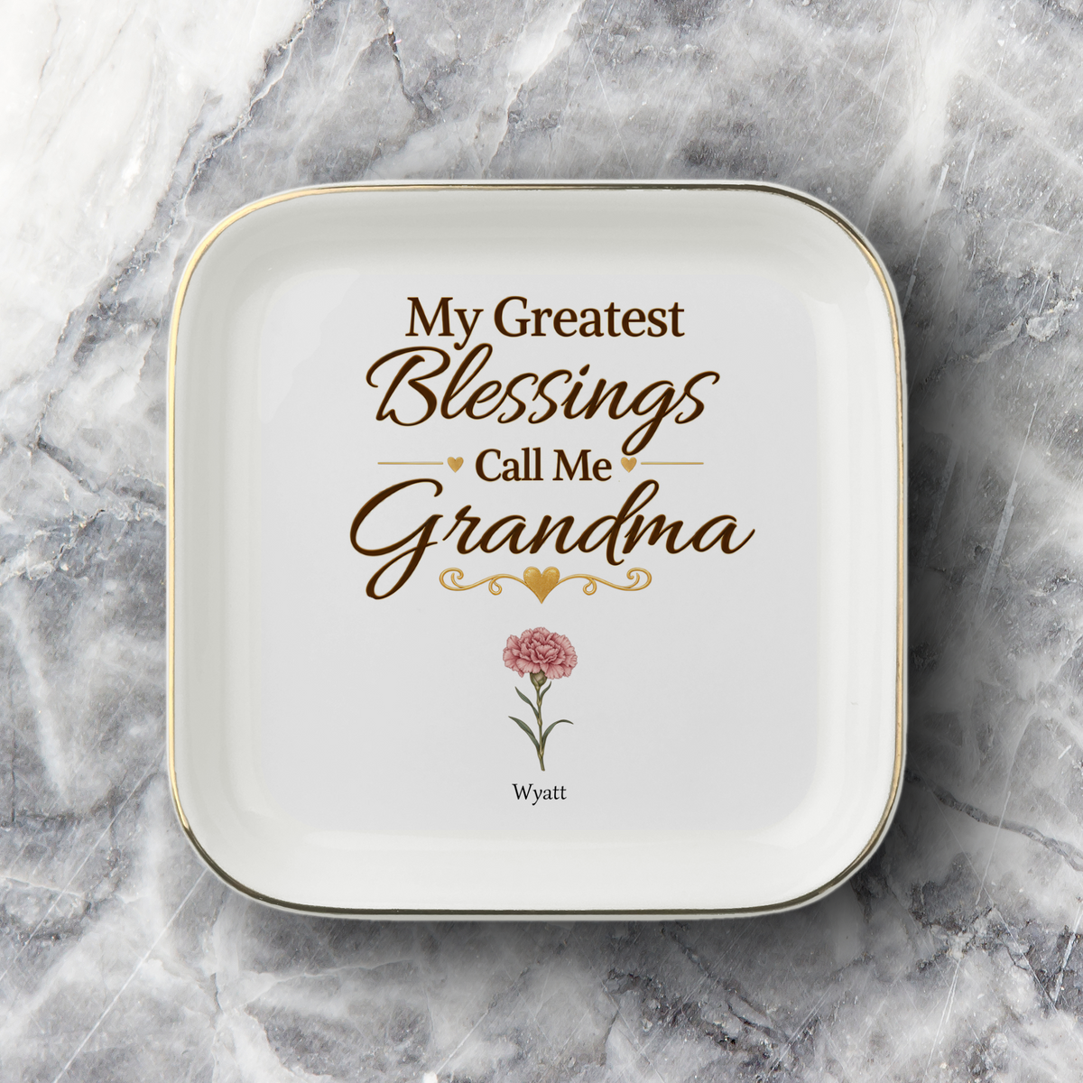 Personalized Grandma Jewelry Dish for 1 Granddaughter