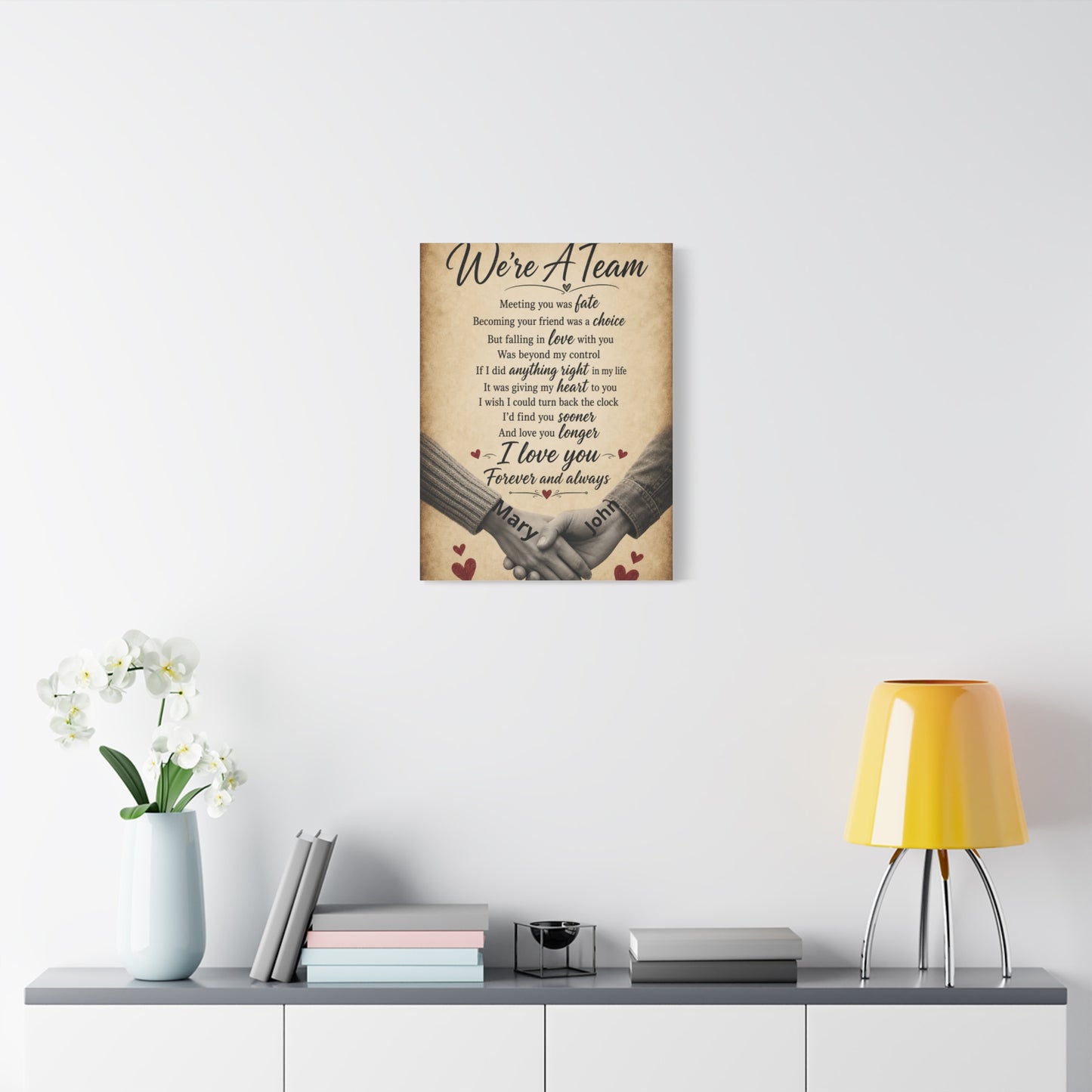 We're A Team Personalized Canvas Wall Art — Romantic Couple Poem