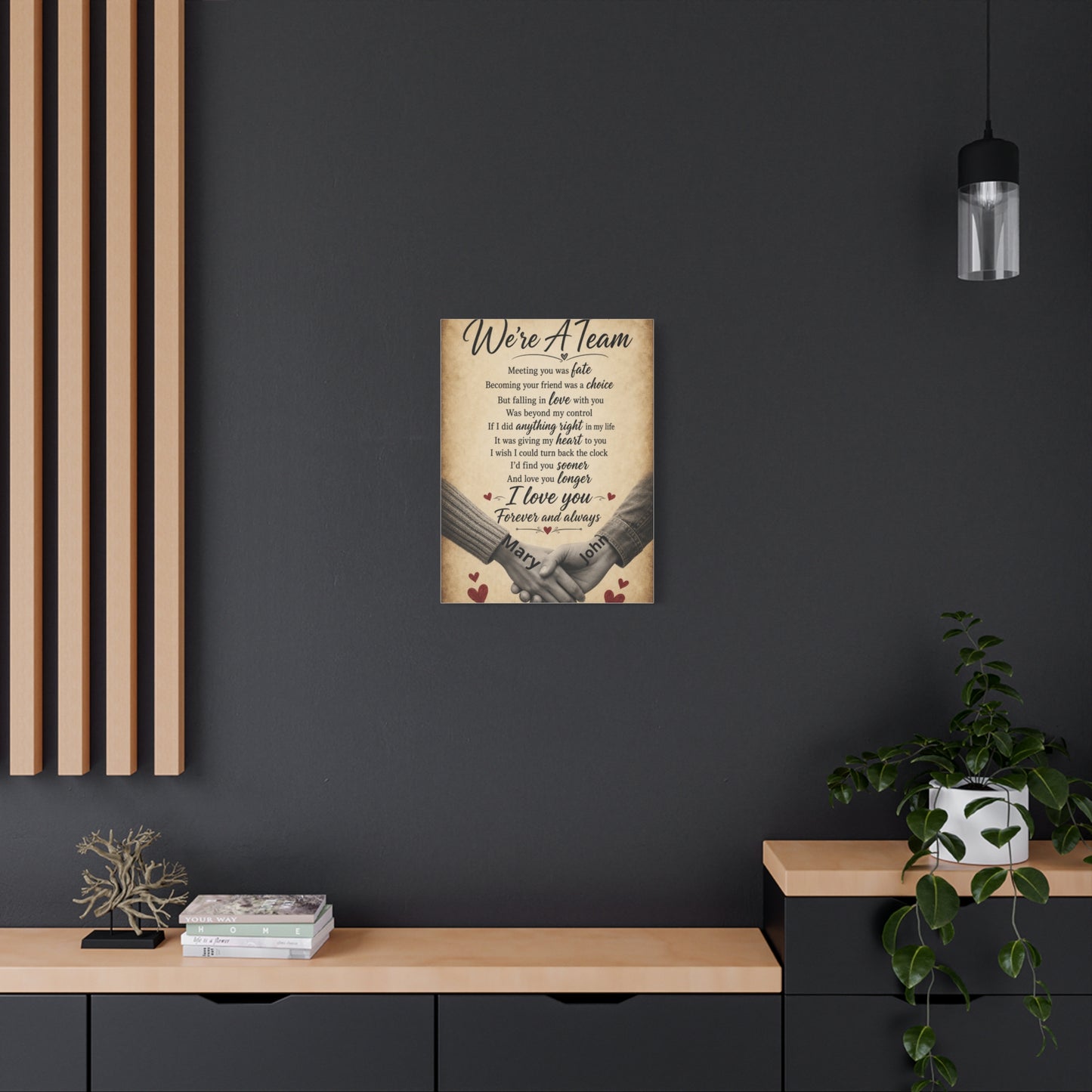We're A Team Personalized Canvas Wall Art — Romantic Couple Poem