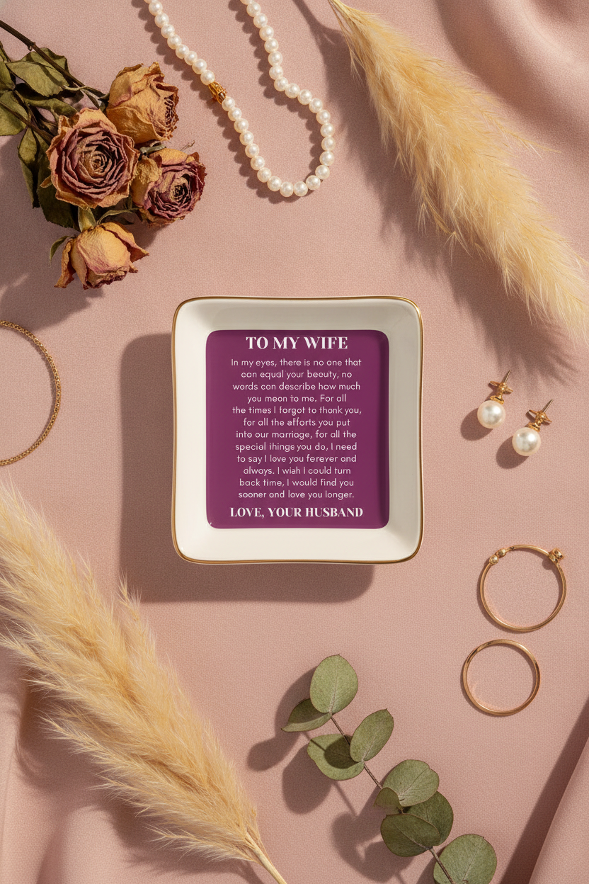 To My Wife dish blush flatlay
