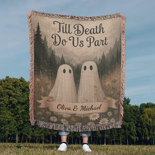 Till Death Do Us Part - Ghost Wild Flower Personalized Woven Blanket