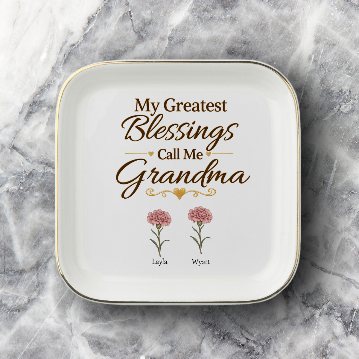 Personalized Grandma Jewelry Dish for 1 Granddaughter