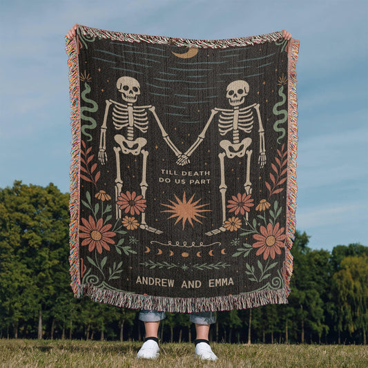 Personalized Skeleton Couple Woven Blanket