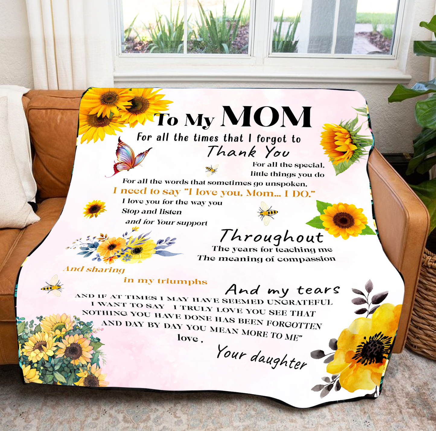 To My Mom - For All the Times Premium Mink Sherpa Blanket