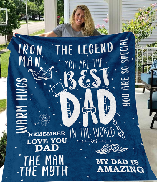 Iron Man - Best Dad Premium Mink Sherpa Blanket