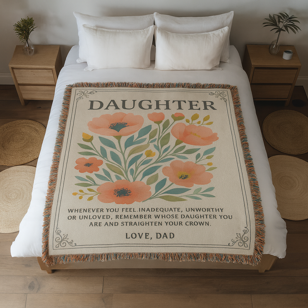 Daughter Love Dad | Heirloom Artwork Woven Blanket