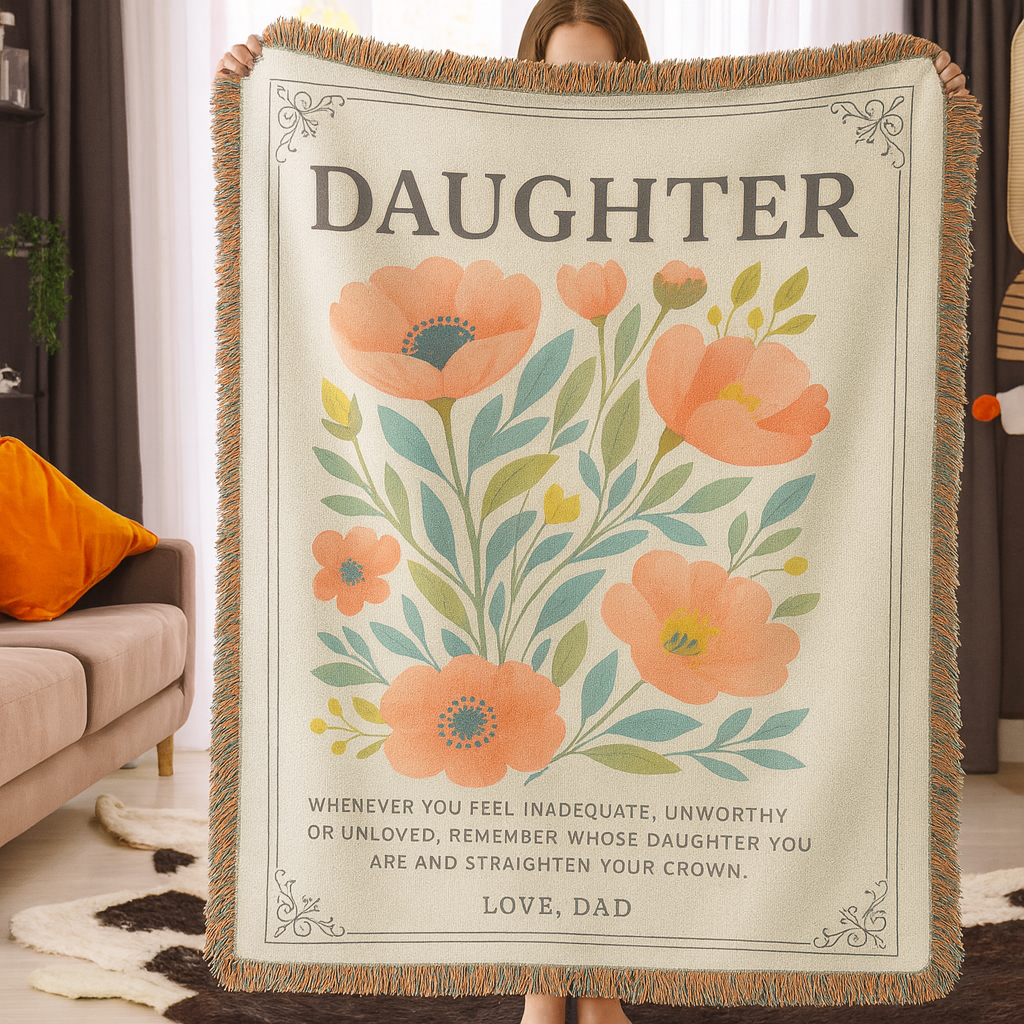 Daughter Love Dad | Heirloom Artwork Woven Blanket