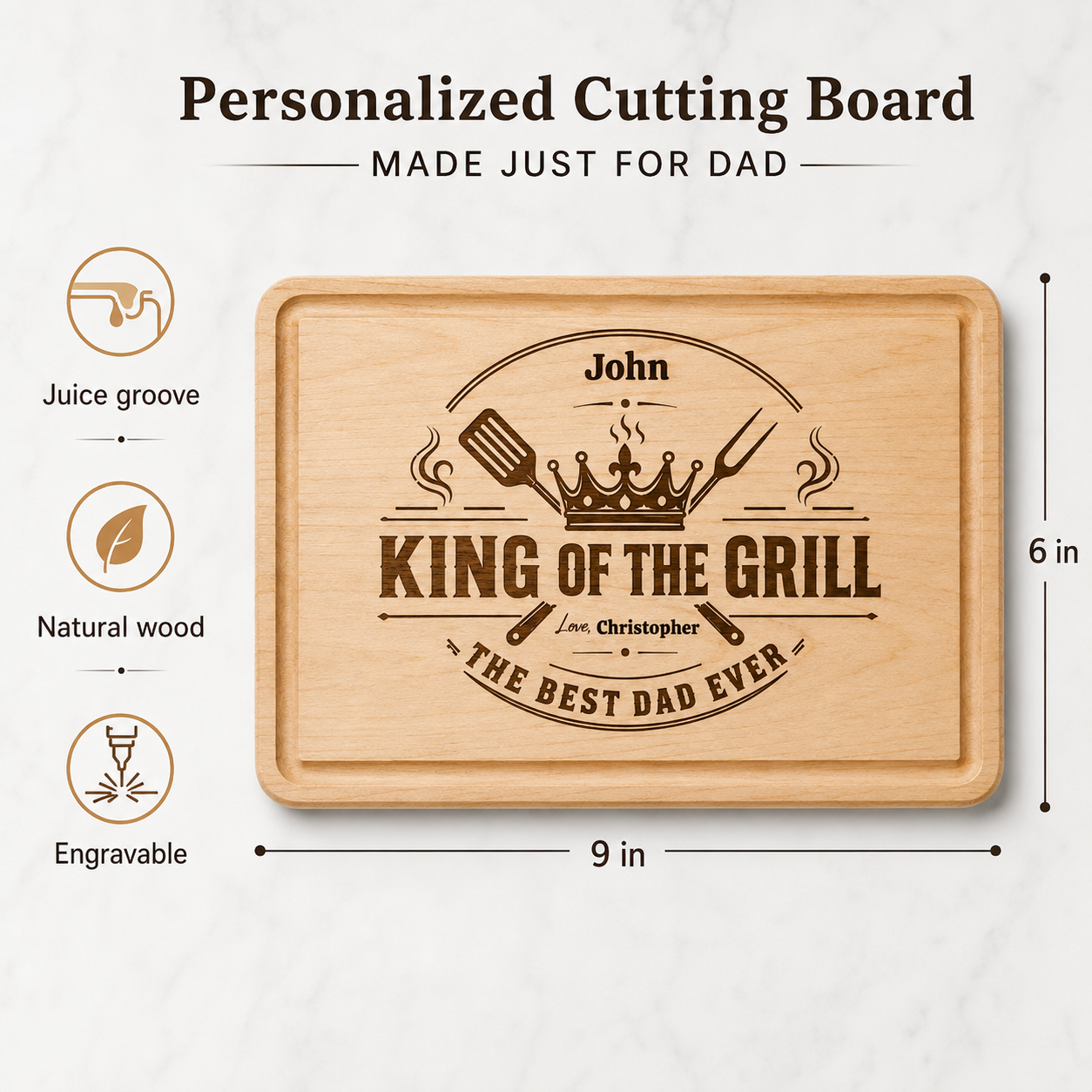 Custom Dad Grilling Cutting Board Father’s Day Gift