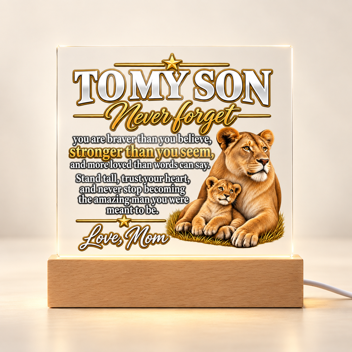 Lion Family Acrylic Plaque for Son from Mom