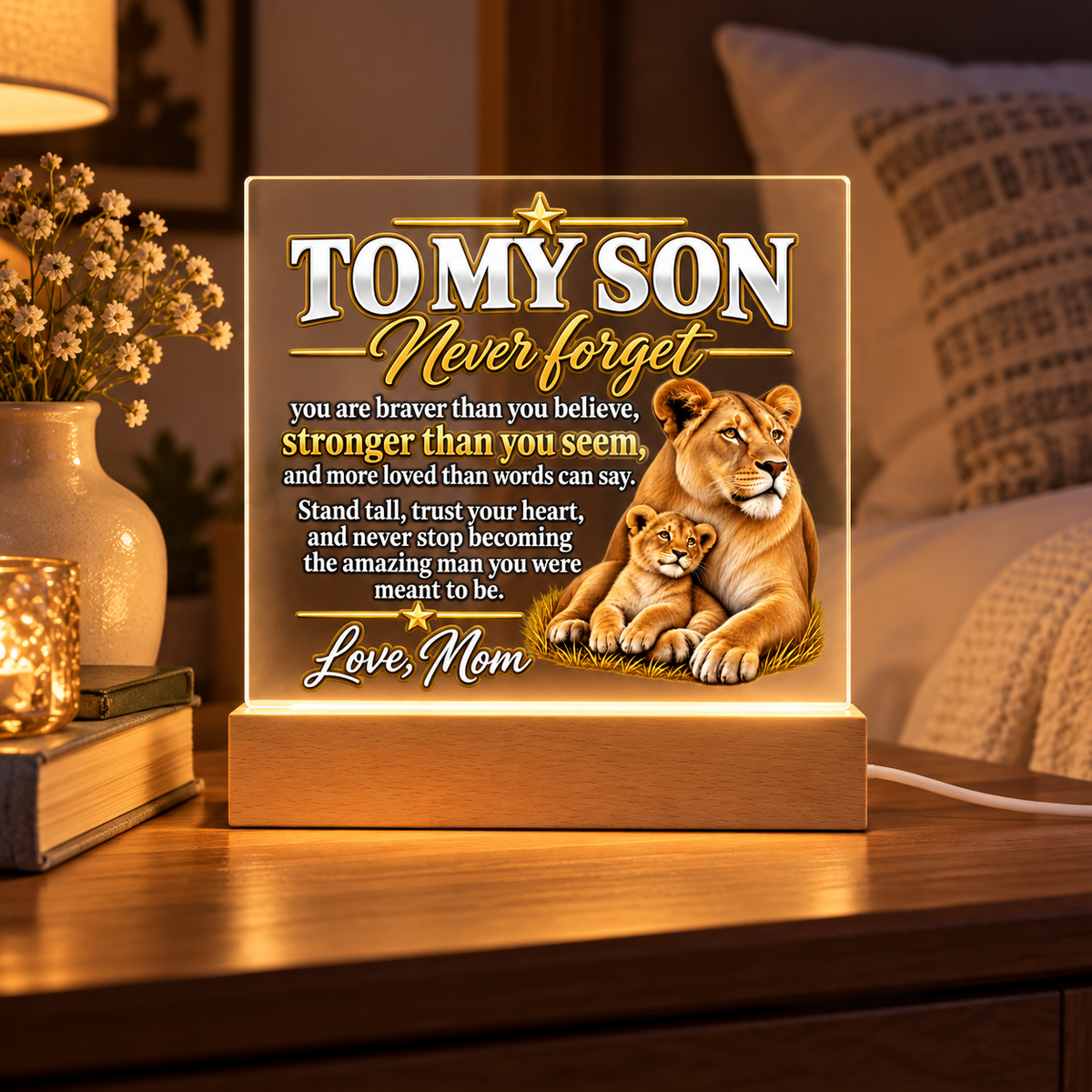 Lion Family Acrylic Plaque for Son from Mom