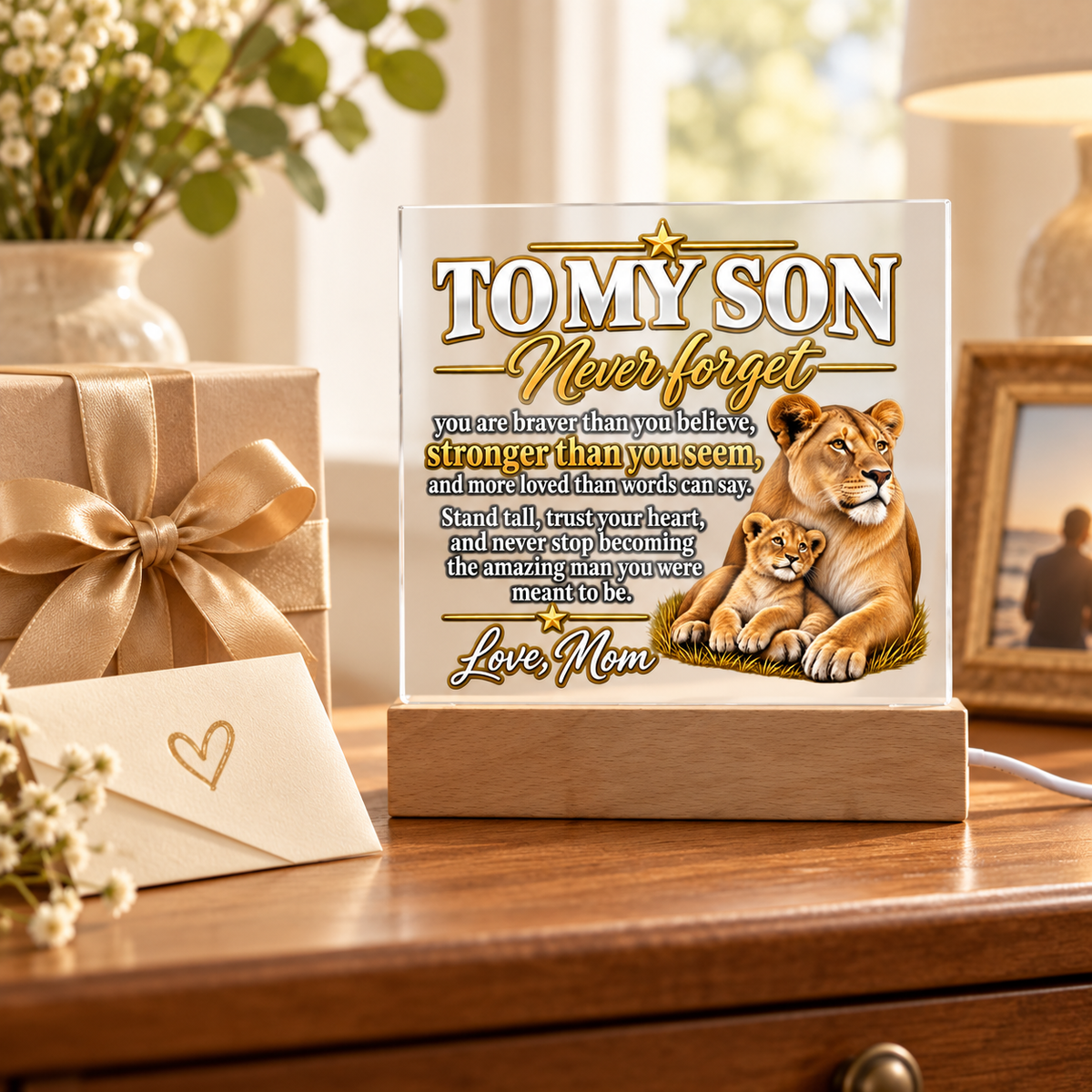 Lion Family Acrylic Plaque for Son from Mom