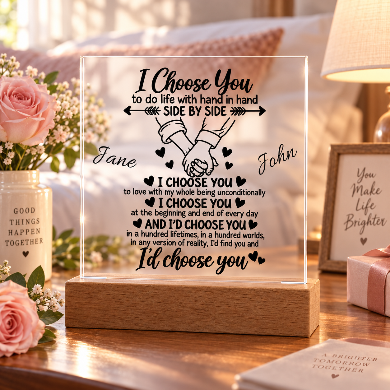 Personalized I Choose You Acrylic Square Plaque for Couples