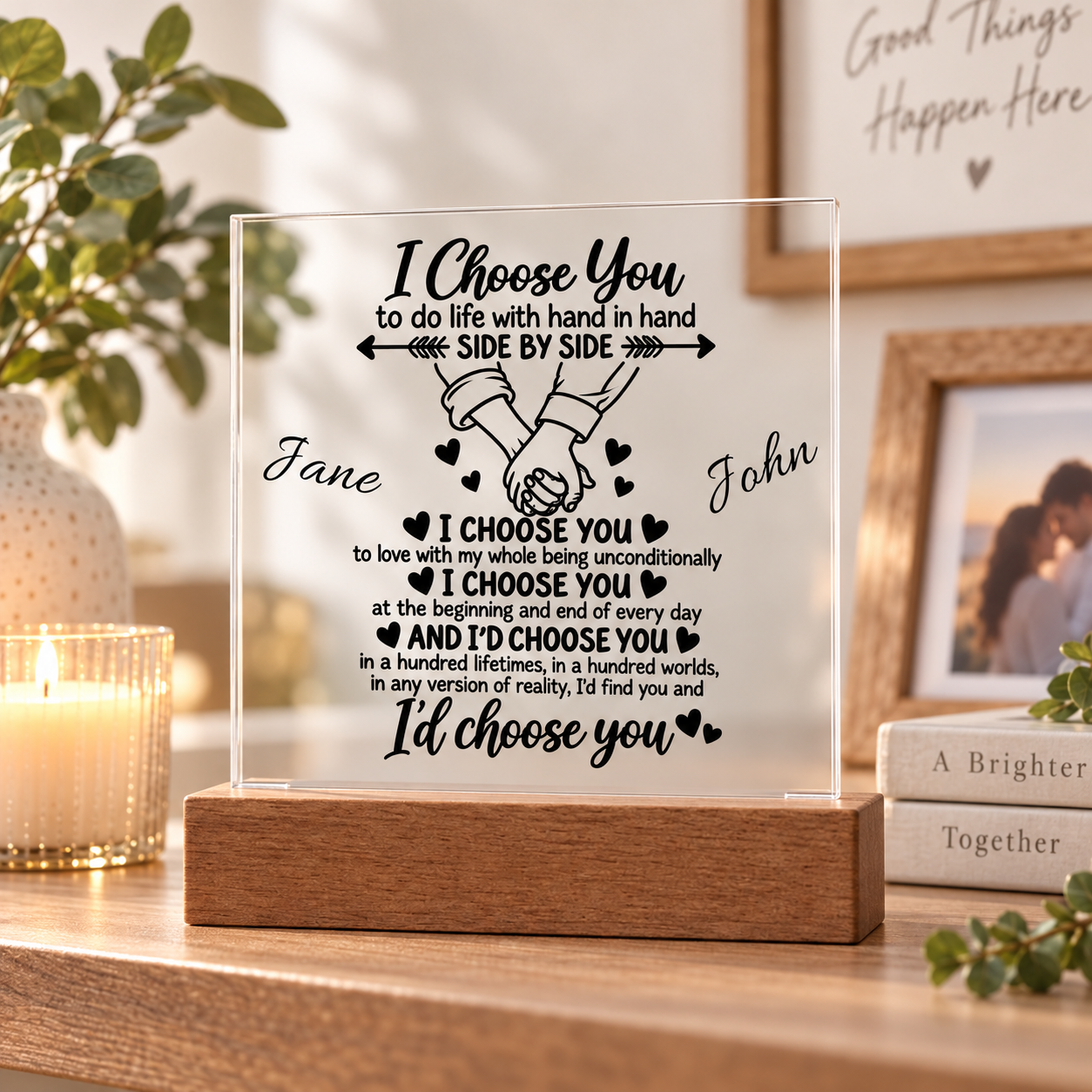Personalized I Choose You Acrylic Square Plaque for Couples