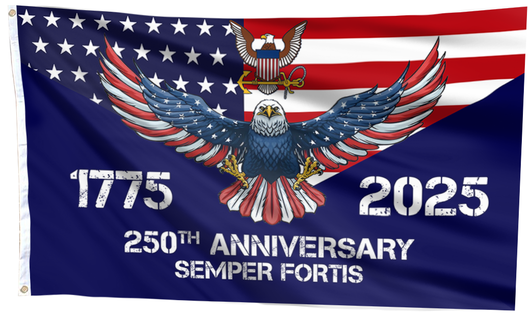 Patriotic U.S. Navy 250 Years Flag – Semper Fortis Eagle Edition