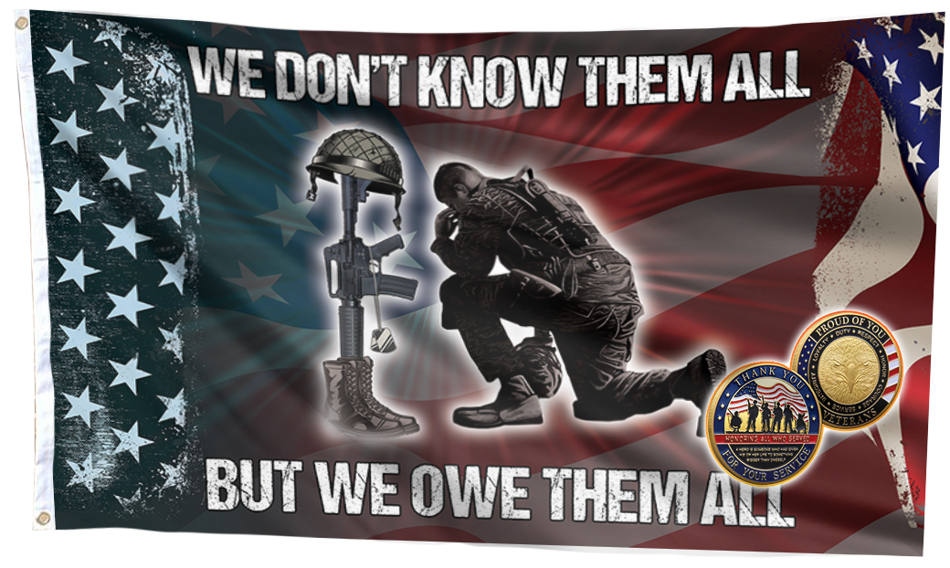 We Owe Them All Flag + Veteran Coin - Bundle