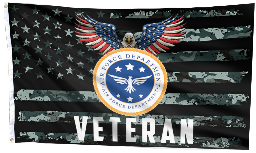 American Air Force Veteran – Patriotic Eagle Emblem Flag