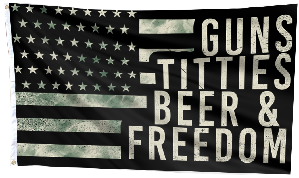 Guns Titties Beer & Freedom USA Flag