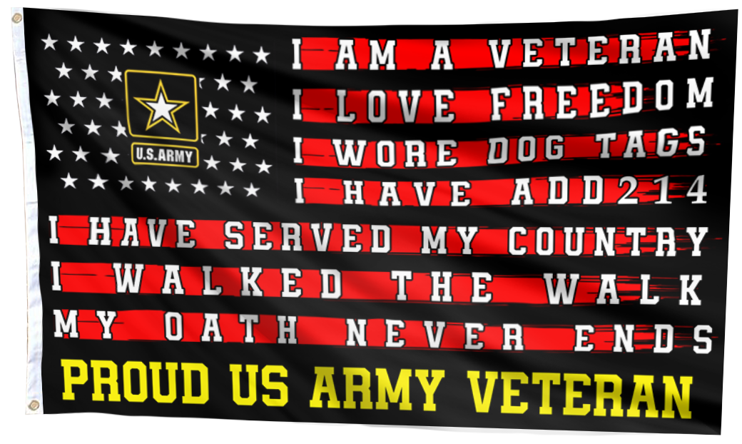 Proud US Army Veteran Lives Here Black Flag