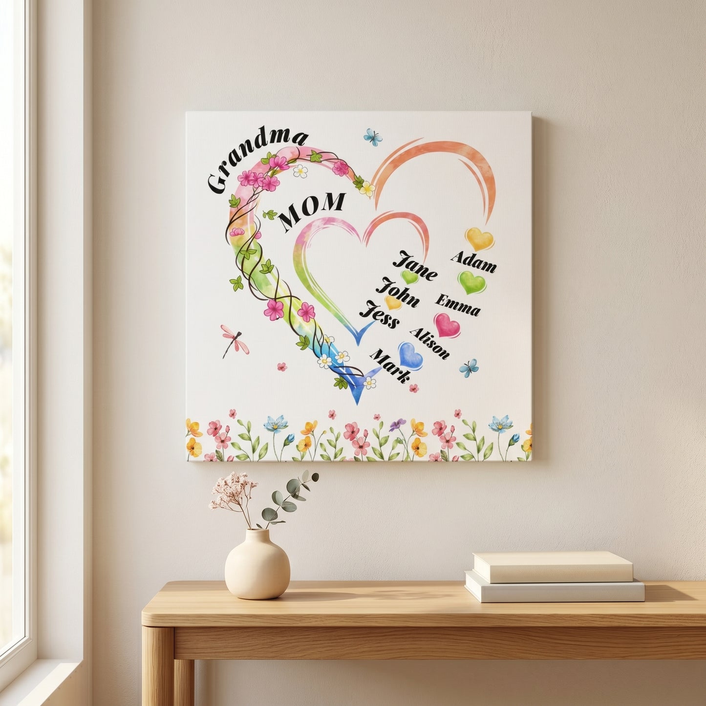 Personalized Grandma Mom Canvas Gift with Kids Names